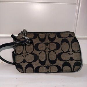 Coach Black and Tan Signature Wristlet
